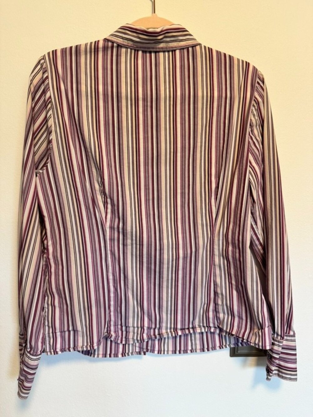 Croft & Barrow M Purple Stripe Button Down Stretch - Picture 3 of 7